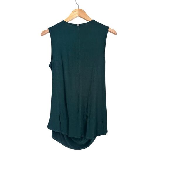 Trina Turk Women L Draped Top Dark Green Ruched Viscose Sleeveless Stretch - Picture 3 of 7